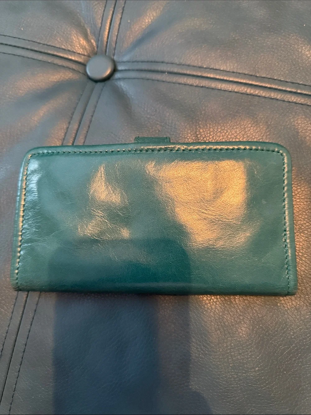 Hobo teal green leather wallet